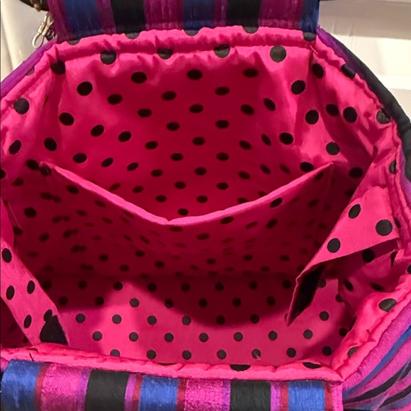 Striped Pink and Blue Women\'s Bag in dupioni silk lucite handles medium bag